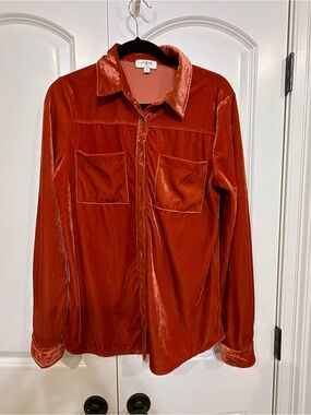 Umgee women’s  Rust Velvet Button-Up Shirt